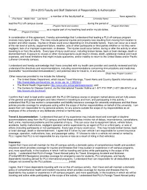 Fillable Online 2014-2015 Faculty and Staff Statement of Responsibility ...