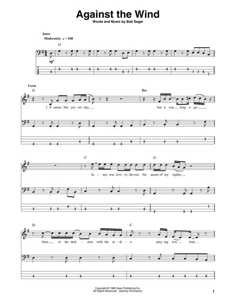 Against The Wind by Bob Seger - Bass Tab - Guitar Instructor