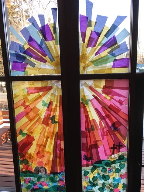 Tissue Paper Stained Glass Window Craft for Easter