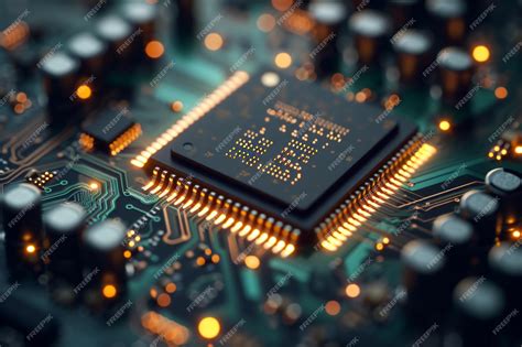 Premium AI Image | Closeup of a microchip on a motherboard with ...