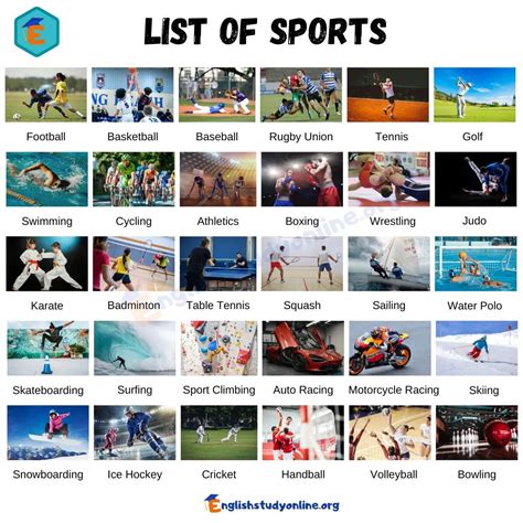 List of Sports: 63 Famous Sports Names Around the World - English Study ...