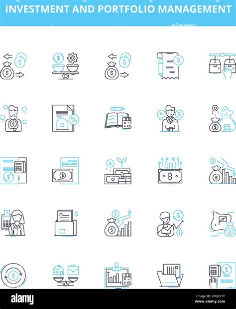 Investment and portfolio management vector line icons set. Investment ...