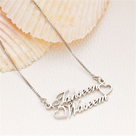 Silver Plated Hollow Love Couple Name Necklace – Klassy