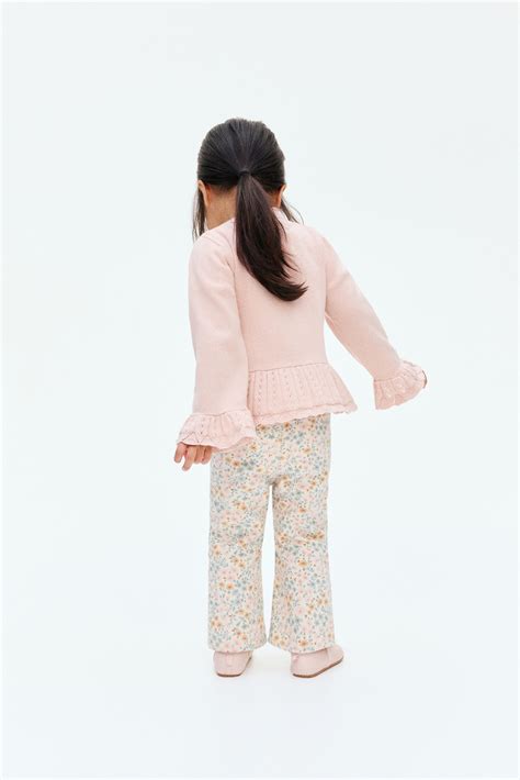 Flared leg Jeans - Cream/Floral - Kids | H&M IN