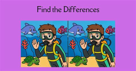 Spot 3 Differences in Boy Doing Scuba Diving- Can You Find Them in 47 ...