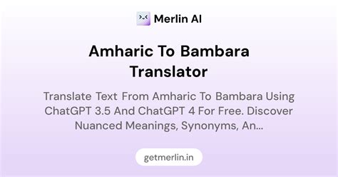 Amharic to Bambara Translator