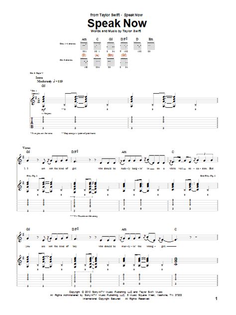 Speak Now by Taylor Swift - Guitar Tab - Guitar Instructor