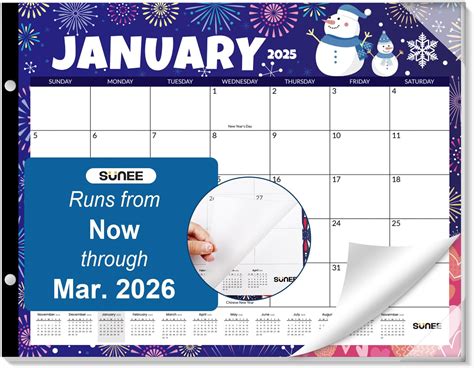 Amazon.com : SUNEE 2025 Desk Calendar Large 22x17 from Now to March ...