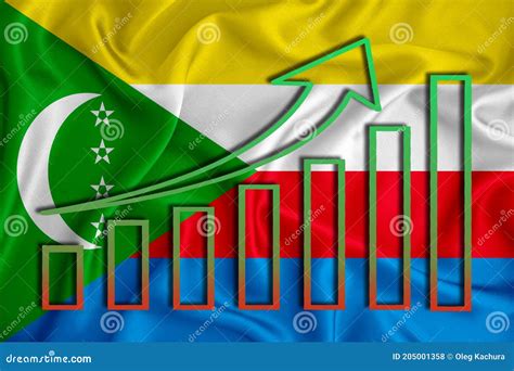 Comores Flag with a Graph of Price Increases for the Country`s Currency. Rising Prices for ...