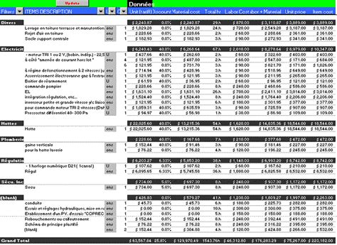 Download Estimate breakdown of the works - Excel Template