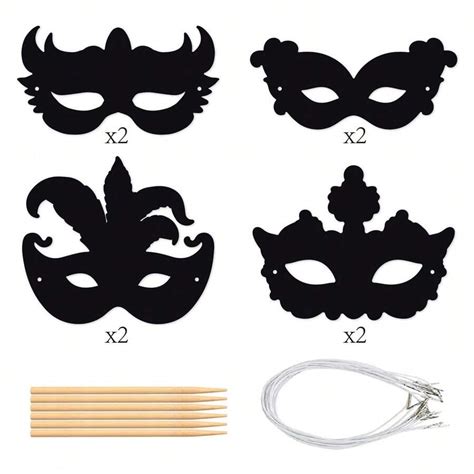 8 conjuntos de cartões de raspar de máscara de carnaval faça você mesmo ...