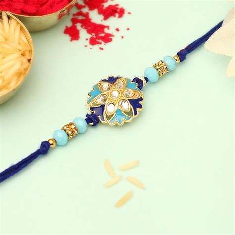 Meenakari Kundan Flower Rakhi – The Purple Tree