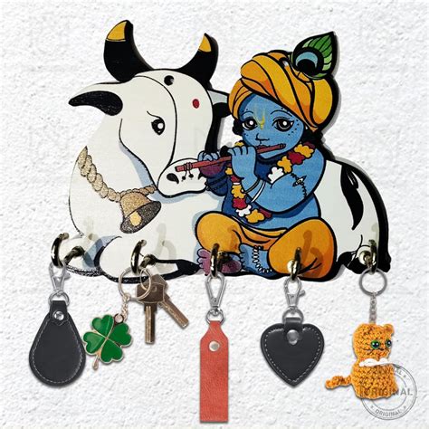 UrbanShilp Cow with Krishna Key Holder for Home Decor Items | Stylish ...