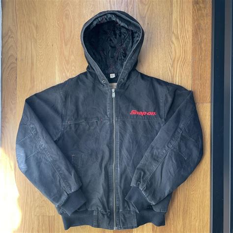 Snap-on work jacket. Black. Size small. Good cropped... - Depop