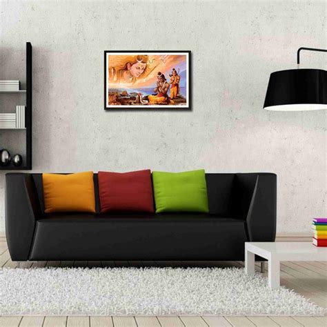 Framed Shri Ram Worshipping Lord Shiva Fine Art Print - Religious ...