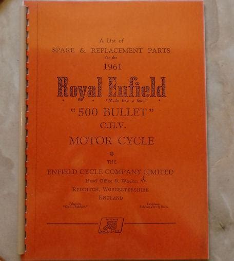 Royal Enfield 1961 "500 Bullet" OHV Spare Parts List | BRITISH Only ...