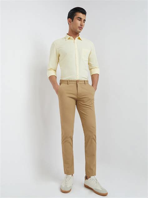 Men Khaki Lrt Fit Piece Dyed Cotton Blend Trouser – MyRaymond