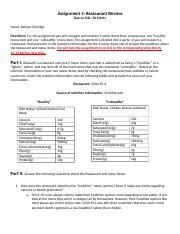 Image result for Restaurant Assignment