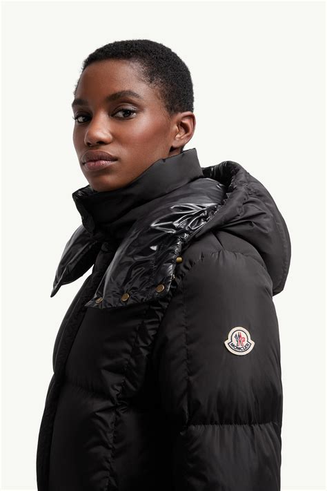 Black Litte Square-Quilted Hooded Long Down Jacket - Long Jackets ...