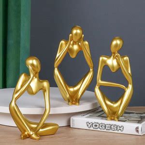 TIED RIBBONS Set of 3 Modern Art Man Showpiece Abstract Thinker Statue ...