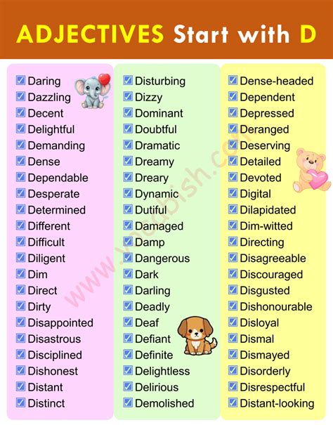 Adjectives that Start with D with Meanings and Examples in English | Vocabish