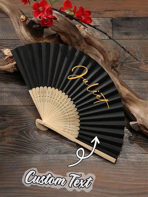 Abanico de mano personalizado con nombre, imagen, tela blanca, varillas ...