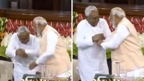 Viral Video Shows Bihar CM Nitish Kumar Trying To Touch PM Modi's Feet ...