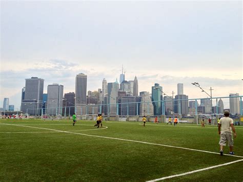 Soccer Fields at Brooklyn Bridge Park with City View