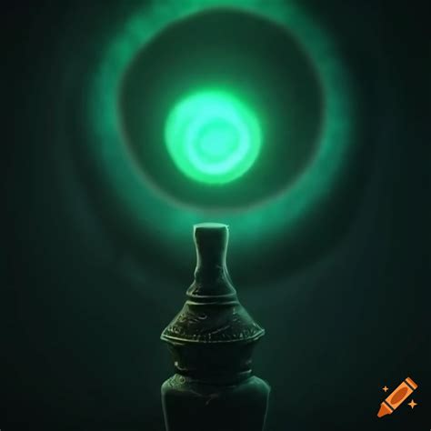 The ring of Solomon glowing on a pedestal on Craiyon