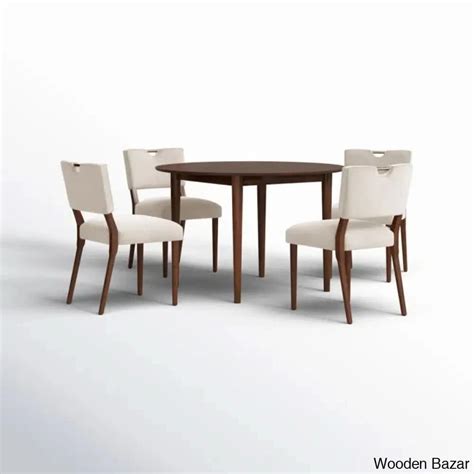 Modern 4 Seater Round Table Dining Set ( Set of 5 Piece ) – Wooden Bazar