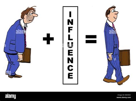 Business cartoon showing the positive impact of 'influence' on the ...