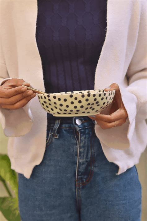 Black Polka Bowl - WeavingHomes