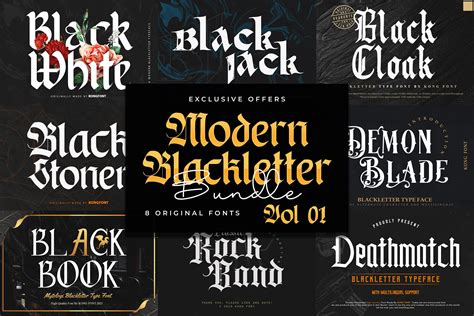 Modern Blackletter Font Bundle, Blackletter Font, Calligraphy Font, Vintage Font, Procreate ...