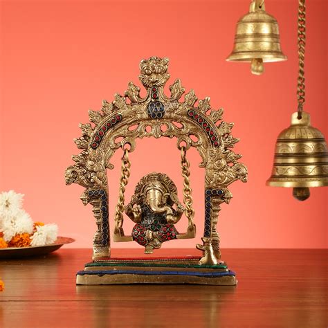 Buy Brass Lord Ganesha Swing Idol - 10 inch - Budhshiv.com