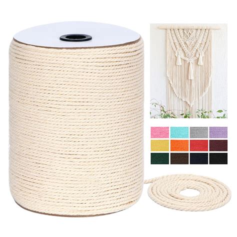 Macrame Cord 4mm X 328yards 984feet Natural Cotton Macrame Rope ...