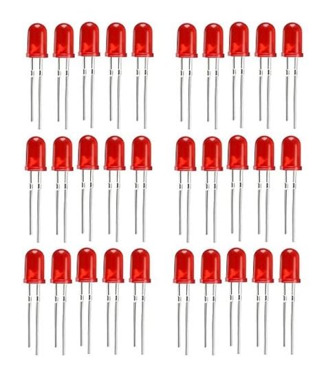 AVS COMPONENTS (Pack of 50) 5MM Red LED Light Emitting Diode Highlight ...