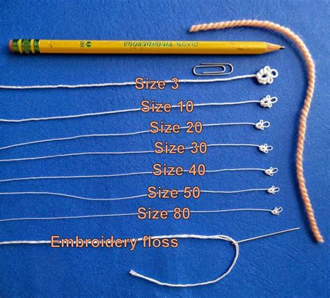 crochet cotton sizes