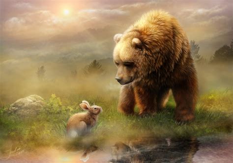 Download Friendship Of Bear And Bunny Wallpaper | Wallpapers.com