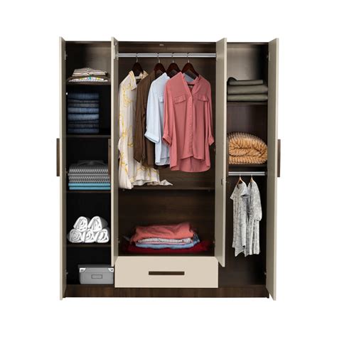 Ozone Engineered Wood 4 Door Wardrobe (Finish Color - Baton Oak Two To ...