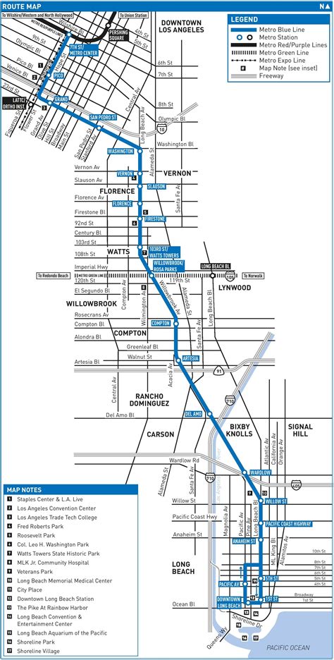 Blue line metro station map - Metro blue line map Los Angeles ...