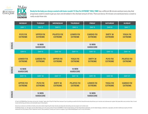 21 Day Fix Extreme Workout Schedule - Homes & Apartments for Rent
