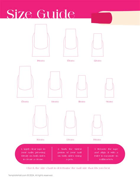 Printable Press On Nail Size Chart Templates [PDF Download]