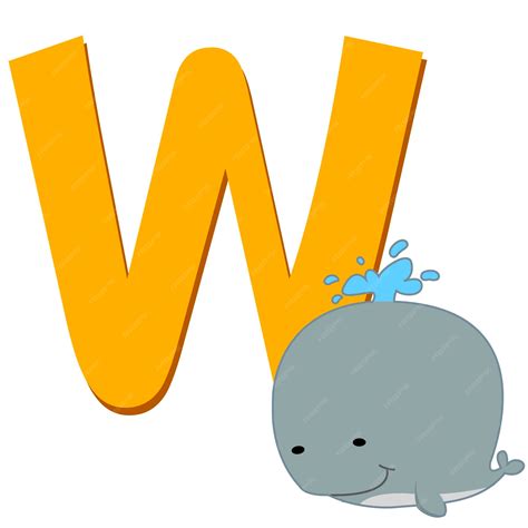 Ilustración del alfabeto animal aislado w con ballena en blanco ...