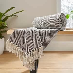 SAJAVAT HOME Hand-Knitted Pure Cotton 3 Seater Sofa Throw | 80x52 ...