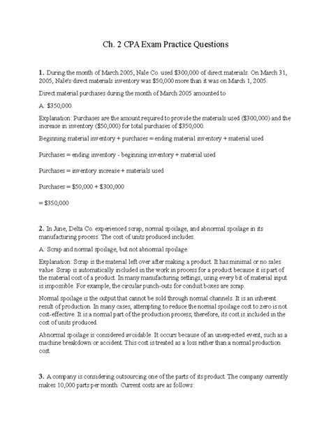 Ch. 2 CPA Exam Practice Questions - Ch. 2 CPA Exam Practice Questions 1 ...