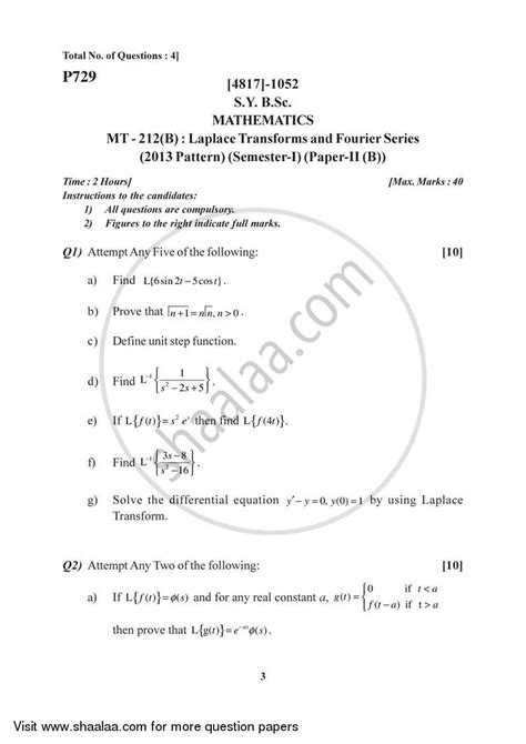 Laplace Transform and Fourier Series 2015-2016 B.Sc Mathematics ...