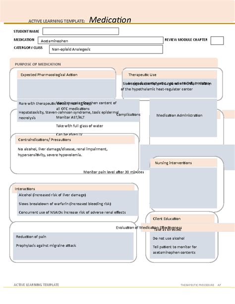 ATI Medication Template acetaminophen - ACTIVE LEARNING TEMPLATE ...