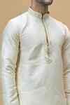 Buy Cream Silk, Chanderi Woven Textured Kurta With Churidar For Men by ...