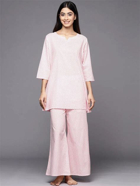 Buy White Printed Cotton Night Suit Online at Rs.1259 | Libas