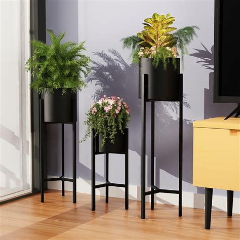 New Modern Metal Floor Flower Stands Planter Stand with Planter Pot ...